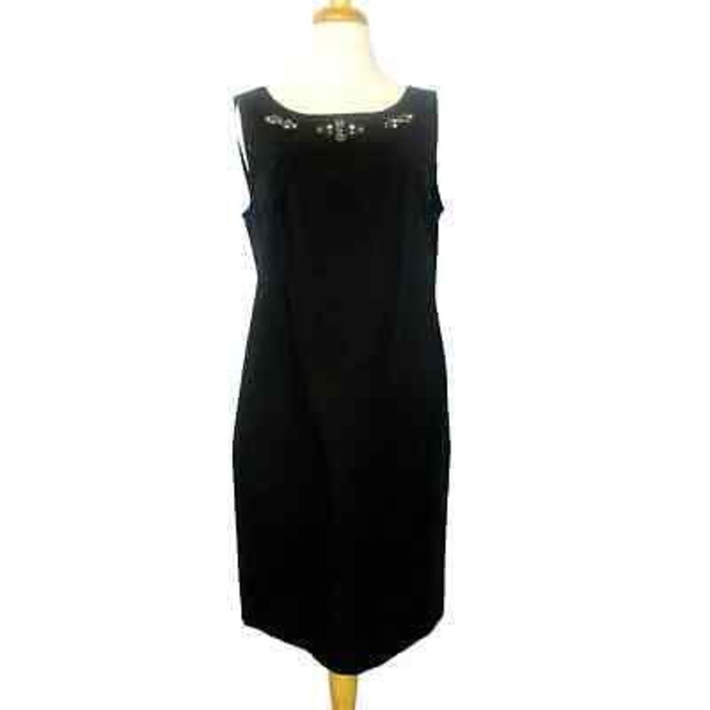 NWT Ann Taylor Women's‎ Sleeveless Sheath Dress Black/Gray Rhinestones Size 10